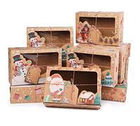 wordmouk Boîtes-cadeaux pour biscuits de Noël gâteaux et cupcakes | Boîtes En Papier Kraft Pour Pâtisseries Chocolats Et Bonbons Pour Les Fêtes De Thanksgiving Noël Et Les Anniversaires