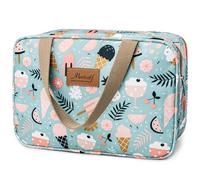 wordmouk Trousse de Maquillage Femme Trousse de Toilette Voyage avec Poignée Grande Capacité Rangement Maquillage Sac à Cosmétiques Étanche Portable Toilette pour Femmes Filles, Crème Glacée