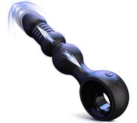 Wordone Perles anales-Plugs Anales Vibrants avec 10 Vibrations&7 Poussées (Gris Foncé)