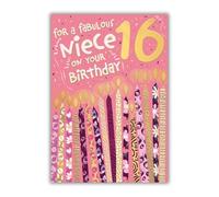 Words 'n' Wishes Carte d'anniversaire 16 ans pour nièce Motif feuille d'or Rose 23,5 x 16,5 cm