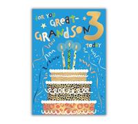 Words 'n' Wishes Carte d'anniversaire 3ème anniversaire Motif gâteau Multicolore 23,5 x 16,5 cm