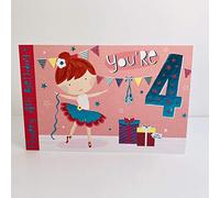 Words n Wishes Carte d'anniversaire pour fille 4 ans Motif ballerine