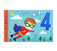 Words n Wishes Carte d'anniversaire pour garçon de 4 ans - Super-héros