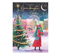 Words 'n' Wishes Carte de Noël avec figurine de petite-fille portant des cadeaux sur une route couverte de neige, multicolore, 22 x 15,8 cm