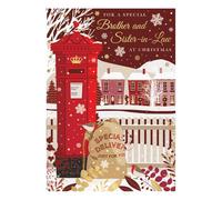 Words 'n' Wishes Carte de Noël avec inscription « Brother & Sister in Law » - Scène de village avec boîte aux lettres rouge - Multicolore - 22 x 15,8 cm