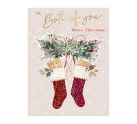 Words 'n' Wishes Carte de Noël « Both of You Two » à suspendre avec bas et feuillage, multicolore, 19,7 x 14,9 cm