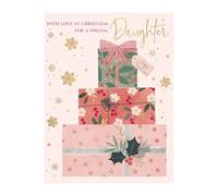 Words 'n' Wishes Carte de Noël « Daughter Stack of Presents », multicolore, 19,7 x 14,9 cm