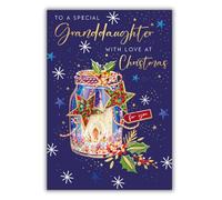Words 'n' Wishes Carte de Noël en pot Mason pour petite-fille, multicolore, 23,5 x 16,5 cm