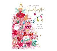 Words 'n' Wishes Carte de Noël multicolore pour petite-fille, motif fée au sommet d'un sapin de Noël, 22 x 15,8 cm