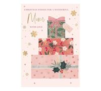 Words 'n' Wishes Carte de Noël « Mum Stack of Presents », multicolore, 22 x 15,8 cm