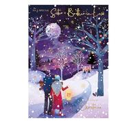 Words 'n' Wishes Carte de Noël « Sister & Brother In Law » Couple Walking To House In The Woods Multicolore 22 x 15,8 cm