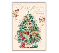 Words 'n' Wishes Carte de Noël « Son & Daughter In Law » - Motif sapin de Noël - Multicolore - 23,5 x 16,5 cm