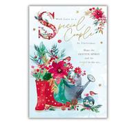 Words 'n' Wishes Carte de Noël spéciale couple bottes en caoutchouc, arrosoir et fleurs, multicolore, 23,5 x 16,5 cm