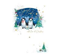 Words 'n' Wishes Carte de Noël spéciale couple de deux pingouins mignons, multicolore, 22 x 15,8 cm