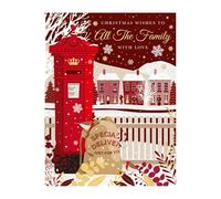 Words 'n' Wishes Carte de Noël « To All The Family » - Boîte aux lettres et sac de Père Noël - Multicolore - 19,7 x 14,9 cm