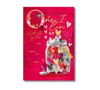 Words 'n' Wishes Carte de Saint-Valentin « To the One I Love » avec inscription « Mason Jar Full Of Hearts », 23,5 x 16,5, multicolore