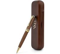 Wordsworth and Black Ballpoint Pen Set - Stylo de luxe époustouflant en bambou bois brun, finition or, rechargeable, meilleur stylo pour hommes & femmes, recharge d'encre