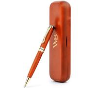 Wordsworth and Black Ballpoint Pen Set - Stylo de luxe époustouflant en bambou cerisier, finition or, rechargeable, meilleur stylo pour hommes & femmes, recharge d'encre