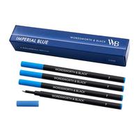 Wordsworth and Black Recharges de stylo roller [Bleu], Ensemble de 4, Recharges remplaçables - Pointe fine, Encre bleue à séchage rapide, Stylos roller de taille standard, Écriture fluide