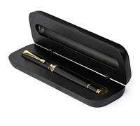 Wordsworth and Black Rollerball Pen - Stylo de luxe époustouflant en bambou bois noir, finition or, rechargeable, meilleur cadeau pour hommes & femmes, recharge d'encre
