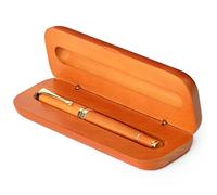 Wordsworth and Black Rollerball Pen - Stylo de luxe époustouflant en bambou cerisier, finition or, rechargeable, meilleur cadeau pour hommes & femmes, recharge d'encre