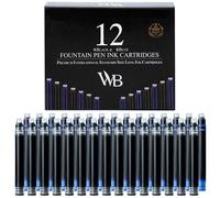 Wordsworth & Black 12 Pack Fountain Pen Ink Refills - Set de 6 noir - 6 cartouches d'encre bleue - Taille standard internationale - Longueur APPROX 1,5" - Diamètre de base APPROX 0,24"