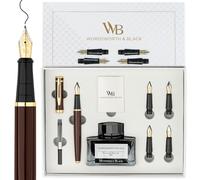 Wordsworth & Black Coffret cadeau stylo plume, comprenant un flacon d'encre, 6 cartouches d'encre, un convertisseur, 4 plumes de rechange, idéal pour le journaling et la calligraphie, [Or brun]
