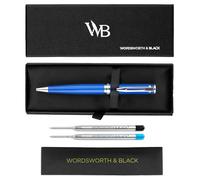 Wordsworth & Black Coffret de stylos à bille rechargeables de luxe, Bleu