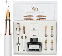 Wordsworth & Black Coffret stylo-plume de luxe, 6 plumes, Rose Blanc