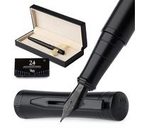 Wordsworth & Black Ensemble de Stylo Plume, Pointe Extra Fine, Inclut 24 Cartouches d’Encre,Convertisseur de Recharge d’Encre et Boîte-Cadeau,Calligraphie,[Tout Noir],Parfait pour Hommes et Femmes