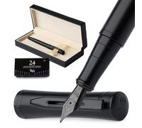 Wordsworth & Black Ensemble de Stylo Plume, Pointe Fine, Inclut 24 Cartouches d’Encre, Convertisseur de Recharge d’Encre et Boîte-Cadeau, Calligraphie, [Tout Noir], Parfait pour Hommes et Femmes