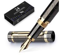 Wordsworth & Black Ensemble de stylos-plume Primori [Or Bronze] Pointe fine étui cadeau 24 cartouches d'encre convertisseur de recharge, manuel, journal intime, calligraphie, stylos à écriture fluide