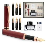 Wordsworth & Black Ensemble Stylo Calligraphie, Comprend un Flacon d'Encre, 6 Cartouches d'Encre, un Convertisseur de Recharge, 6 Plumes de Rechange, Bambou de Luxe, Journaling, [Bois Violet]