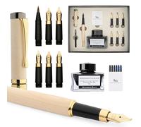 Wordsworth & Black Ensemble Stylo Calligraphie, Comprend un Flacon d'Encre, 6 Cartouches d'Encre, un Convertisseur de Recharge, 6 Plumes de Rechange, Bambou de Luxe, Journaling, [Bois d'Érable]