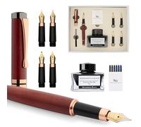 Wordsworth & Black Fountain Pen Gift Set, Inclut flacon d'encre, 6 cartouches d'encre, convertisseur de recharge, 4 plumes de rechange, bambou de luxe, journaling, calligraphie [Bois violet]