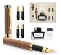 Wordsworth & Black Fountain Pen Gift Set, Inclut flacon d'encre, 6 cartouches d'encre, convertisseur de recharge, 4 plumes de rechange, bambou de luxe, journaling, calligraphie [Bois brun]