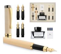 Wordsworth & Black Fountain Pen Gift Set, Inclut flacon d'encre, 6 cartouches d'encre, convertisseur de recharge, 4 plumes de rechange, bambou de luxe, journaling, calligraphie [Bois d'érable]