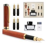 Wordsworth & Black Fountain Pen Gift Set, Inclut flacon d'encre, 6 cartouches d'encre, convertisseur de recharge, 4 plumes de rechange, bambou de luxe, journaling, calligraphie [Bois de rose]