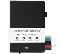 Wordsworth & Black Journal A5 Multimédia 96 Pages Mixtes, Reliure Rigide en Cuir, Papier 190 GSM, Carnet de Journal pour le Travail et le Croquis, Journaux pour Tous - Boîte Cadeau Incluse Noir