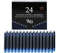 Wordsworth & Black Lot de 24 recharges dapos;encre bleue pour stylo plume - Taille standard internationale - Longueur : environ 5,2 cm - Diamètre de la base : environ 0,6 cm - Jetables et génériques