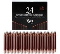 Wordsworth & Black Lot De 24 Recharges D'encre Pour Stylo Plume - 24 Cartouches D'encre Marron, Taille Standard Internationale, Longueur Appr 2,3", Diamètre De Base Appr 0,24" - Jetables Et Génériques