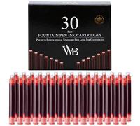 Wordsworth & Black Recharges D'encre Pour Stylo Plume - Lot De 30 Cartouches D'encre Rouge - Taille Standard Internationale - Longueur Appr 2,04 Pouces - Diamètre De La Base Appr 0,24 Pouce - Jetable