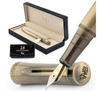 Wordsworth & Black Stylo-Plume de Luxe - Superbe Bronze Brossé, Plume Moyenne Dorée 18K, Convertisseur d’Encre, Meilleur Coffret-Cadeau pour Hommes & Femmes, Professionnel