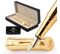 Wordsworth & Black Stylo-Plume de Luxe - Superbe Stylo Or, Finition Or 24K, Plume Moyenne Dorée 18K, Convertisseur d’Encre, Meilleur Coffret-Cadeau pour Hommes & Femmes, Professionnel