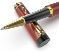 Wordsworth & Black's Ensemble de stylo à bille en bois, Coffret cadeau; Comprend 6 cartouches d'encre, Convertisseur de recharge d'encre - Journal, calligraphie, dessin, écriture fluide (Bois de rose)