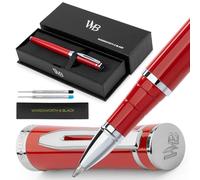 Wordsworth et Black Rollerball Pen - Stylo de Luxe - Finition Chrome, Laque Rouge, Recharge d'Encre, Rechargeable, Cadeau pour Hommes & Femmes, Écriture Professionnelle, Beaux Stylos Élégants
