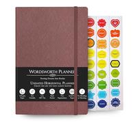 Wordsworth Planificateur hebdomadaire et mensuel non daté - Planificateur vierge à pois - Couverture rigide, planificateur hebdomadaire sans date, 14 x 21 cm - Papier A5 de qualité supérieure (120