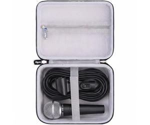 worfty Étui de microphone dynamique pour Shure SM58/BETA 58A/ BETA 57A/ PGA58/Sennheiser E835 avec espace de rangement pour câble XLR, clip de micro, support de micro court et accessoires