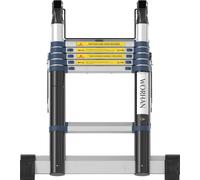 WORHAN® 3.8m ÉCHELLE TÉLÉCOPIQUE 2 en 1 ÉCHELLE D'ATTAQUE ALU Échelle TÉLÉCOPIQUE MULTIFONCTIONS Échelle 380cm K3.8A