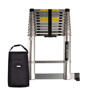 WORHAN® Echelle 3.2m Télescopique Pro avec des Anneaux en Aluminium Anodisé Solide Extensible avec Une Barre Stabilisatrice 320cm 1AK3.2+Bag